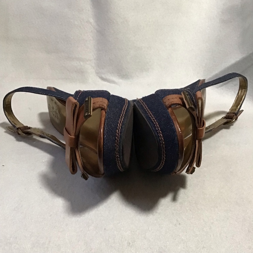 ‼️SOLD‼️GUESS DENIM LEATHER SANDALS - Picture 6 of 10